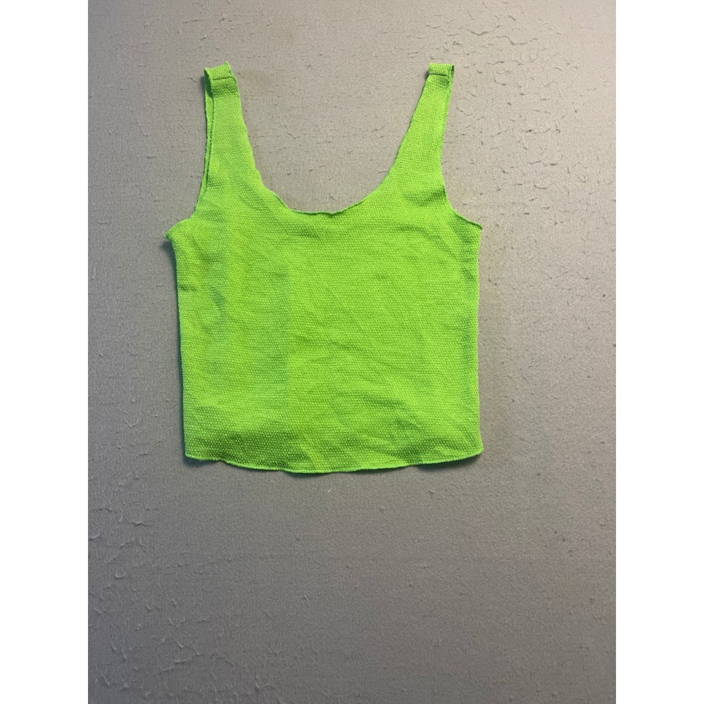 ZARA Tank Top Boucle Knit Neon Lime Green Small Women